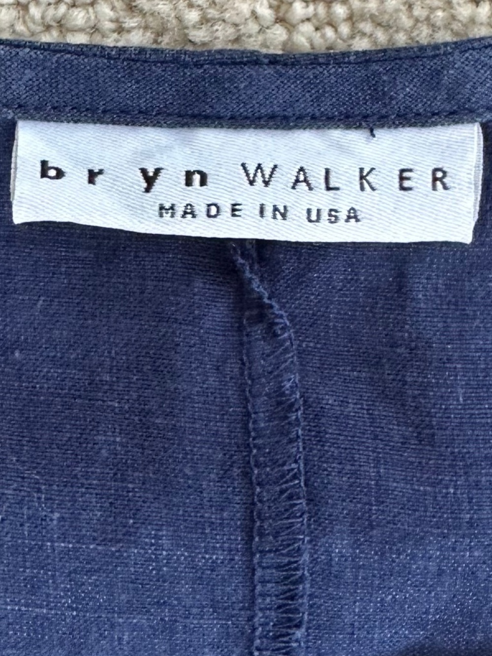 Bryn Walker Linen Hi-Low Tunic Top Navy Small Oversized Lagenlook Relaxed Summer - Picture 4 of 11